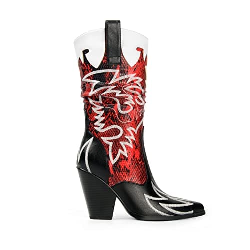 ANN CREEK Women's Contrast Mid Calf Cowboy Boots