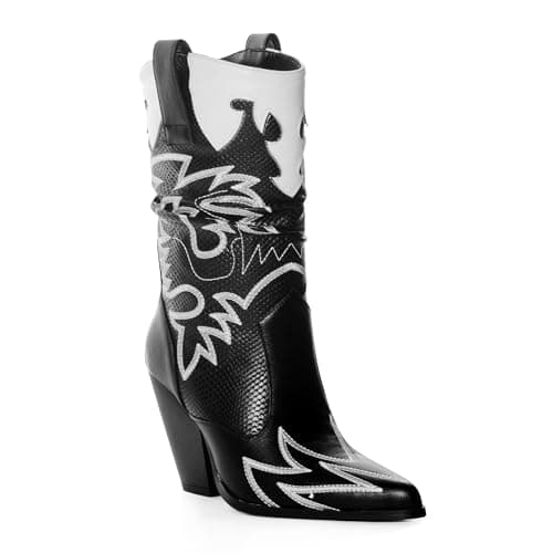 ANN CREEK Women's Contrast Mid Calf Cowboy Boots