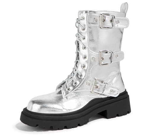 LUCKY STEP Women's Platform Mid Calf Combat Boots-Ankle Booties