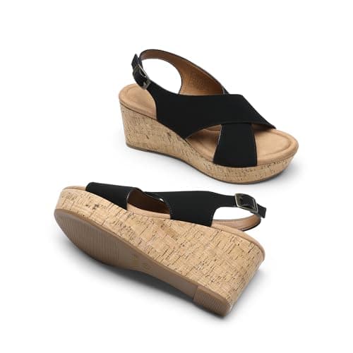 DREAM PAIRS Women's Comfortable Ankle Strap Platform Wedge Sandals