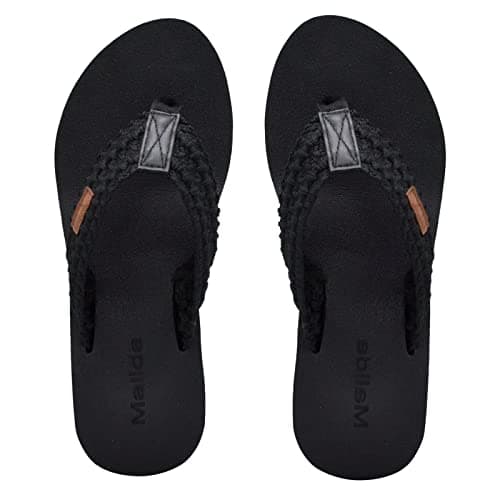 MALIDA Women's Arch Support Wedge Flip Flops with Soft Rubber Sole