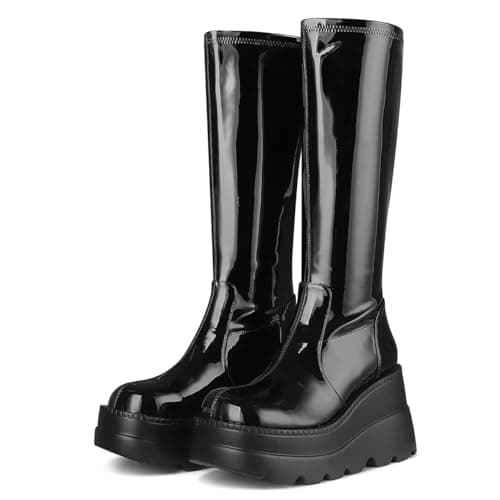Womens High Platform Chunky Heel Combat Boots - For Women