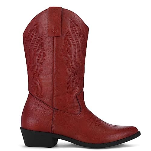 Embroidered Mid-Calf Cowgirl Boots for Women