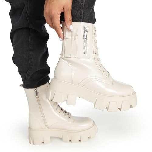 JustFab Women's Lace-Up Ankle Booties - Reverie Platform Boots