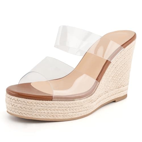 WIRALOMI Women's Clear Wedge Heel Beach Sandals