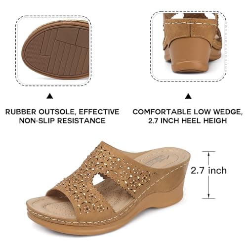 SHIBEVER Women's Dressy Wedge Sandals - Summer Slip-On Comfort Walking Platforms