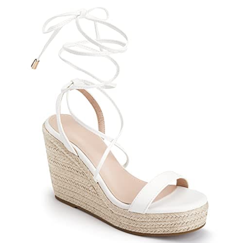 Coutgo Women's Espadrille Wedge Lace-Up Ankle Strap Sandals