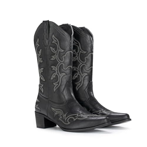 Classical Embroidered Pointy Toe Western Boots for Women