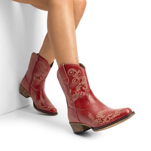 Dream Pairs Women's Western Ankle Boots - Chunky Heels, Square Toe