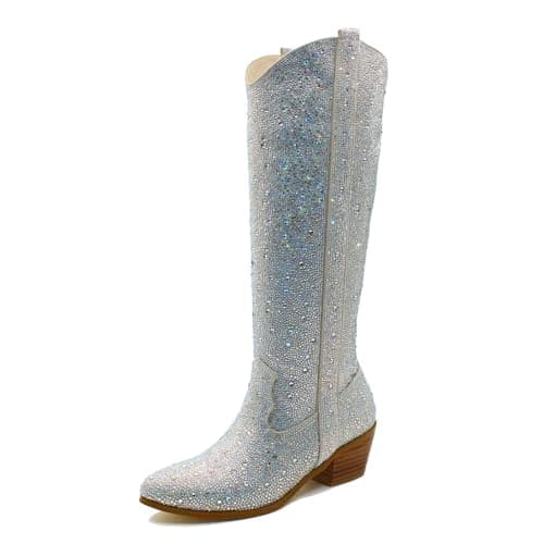 CIERWS Women's Embroidered Western Knee High Cowboy Boots