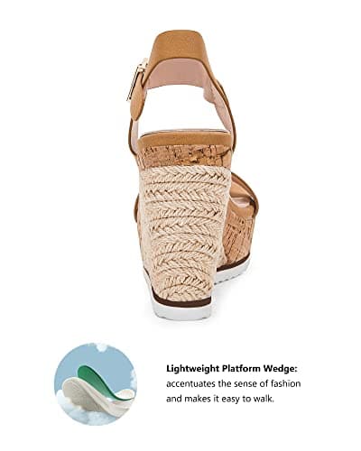 Coutgo Women's Espadrille Wedge Platform Sandals Open Toe Ankle Buckle Strap Casual Summer Shoes