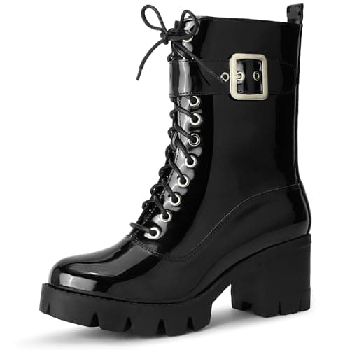 Perphy Lace-Up Combat Boots for Women with Chunky Heel