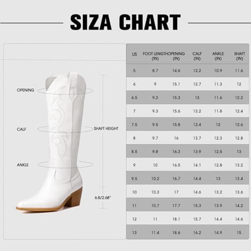 Platikly Women's Wide Calf Rhinestone Knee High Western Boots