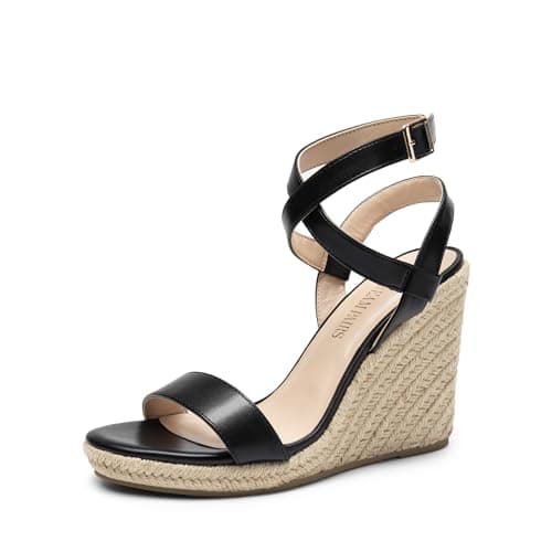 Dream Pairs Women's Dressy Open Toe Espadrille Wedge Sandals with Bucklestrap