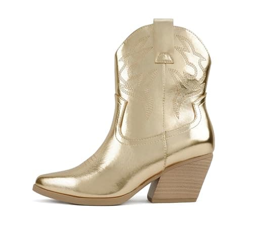 BLAZING Women's Western Bootie Pointe Toe Low Heel (Wide Fit Available)