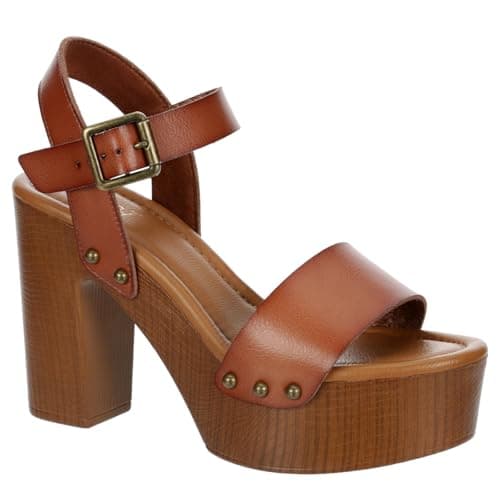 Limelight April Apple Women's Faux Wooden Heeled Platform Sandals