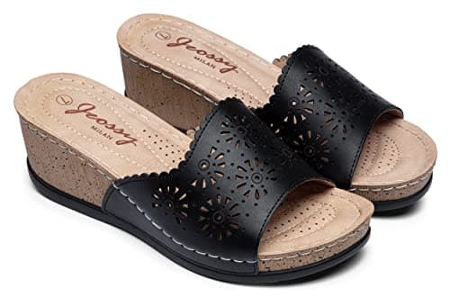 Jeossy Women's Comfortable Platform Wedge Sandals with Buckle