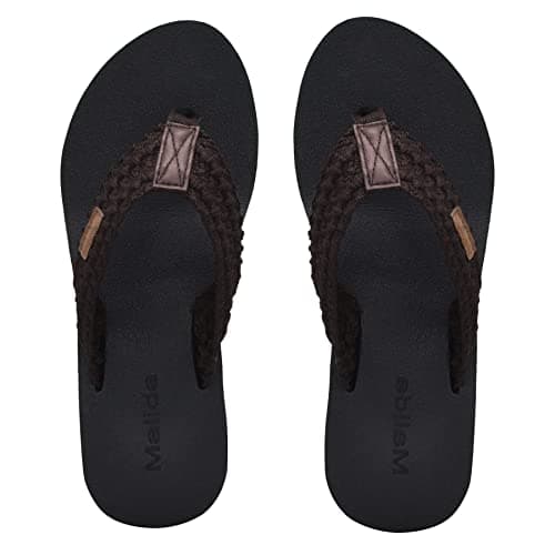 MALIDA Women's Arch Support Wedge Flip Flops with Soft Rubber Sole