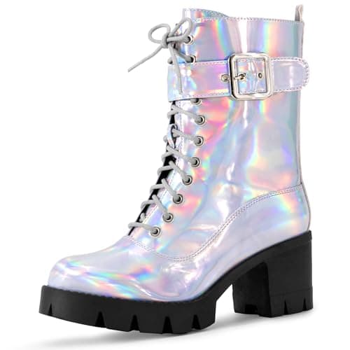 Perphy Lace-Up Combat Boots for Women with Chunky Heel