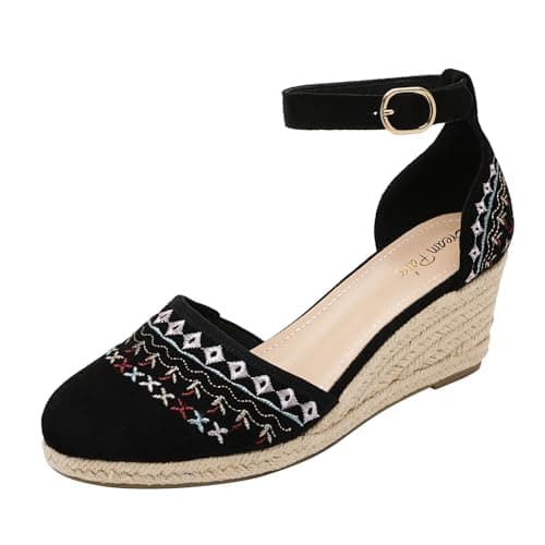 Dream Pairs Women's Ankle Strap Platform Wedge Espadrilles