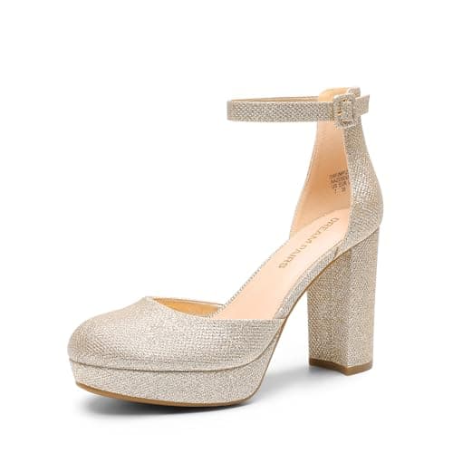 Dream Pairs Women's Chunky Heel Bridal Party Wedding Shoes