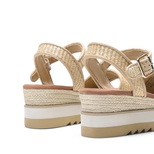Dream Pairs Women's Open Toe Buckle Ankle Strap Espadrille Platform Wedge Sandals