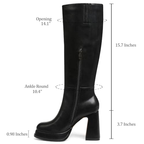 EQAUDES Platform Zipper Knee High Goth Fashion Boots