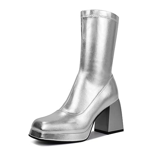 JEDKARAR Sassy Square Toe Go Go Boots for Women