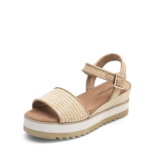 Dream Pairs Women's Open Toe Buckle Ankle Strap Espadrille Platform Wedge Sandals