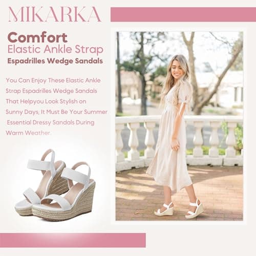 Mikarka Women's Open Toe Wedge Sandals with Elastic Ankle Strap