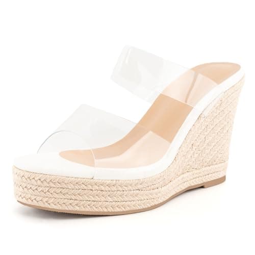 WIRALOMI Women's Clear Wedge Heel Beach Sandals