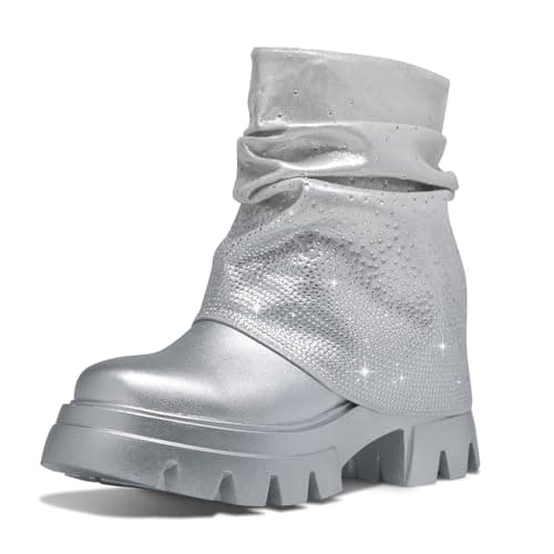 RKQ Women's Zebra Combat Boots - Chunky Heel & Lace-Up Mid-Calf Lug Sole