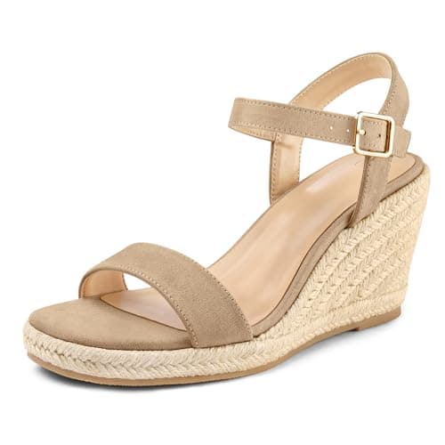mysoft Women's Platform Espadrille Wedge SandalsCasual Summer Ankle Strap