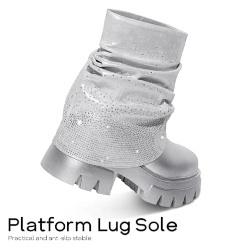 RKQ Women's Zebra Combat Boots - Chunky Heel & Lace-Up Mid-Calf Lug Sole