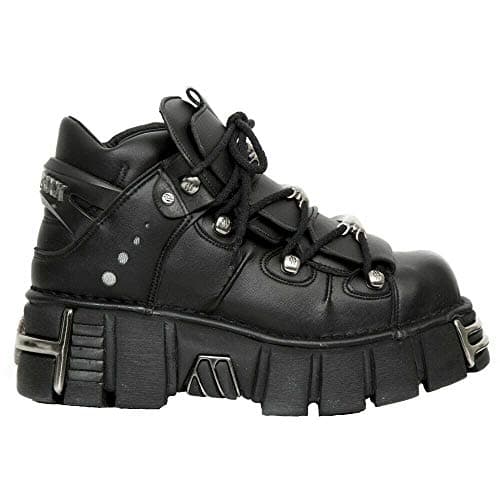 M-106-VS1 Women's Metallic Black Vegan Leather Ankle Boots