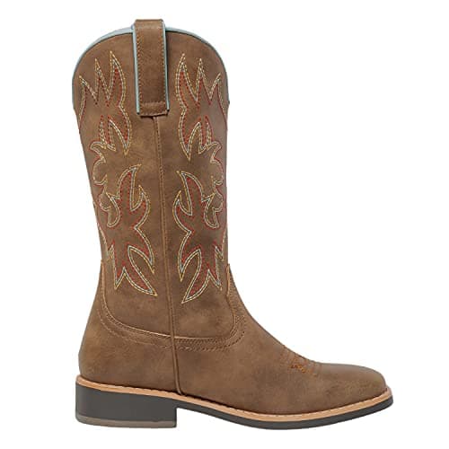 SheSole Women's Mid-Calf Square Toe Western Boots - Brown