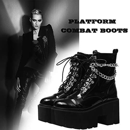 Studded Platform Combat Ankle Booties for Women in Mid Calf