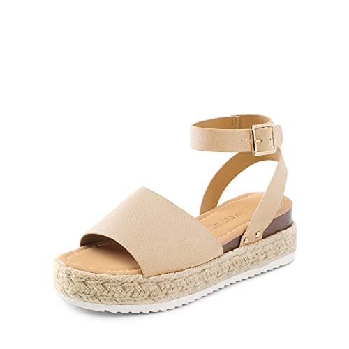 Dream Pairs Women's Comfortable Casual Ankle Strap Espadrille Wedge Shoes