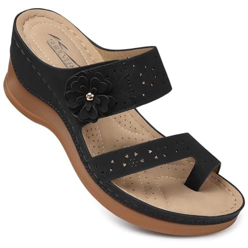 SHIBEVER Women's Comfortable Wedge Sandals - Dressy Summer Casual Low Heels