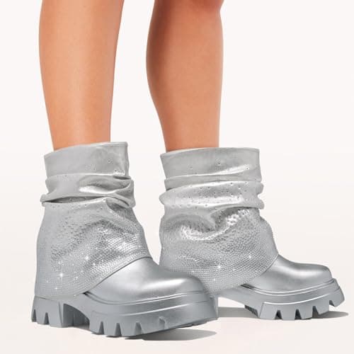 RKQ Women's Zebra Combat Boots - Chunky Heel & Lace-Up Mid-Calf Lug Sole