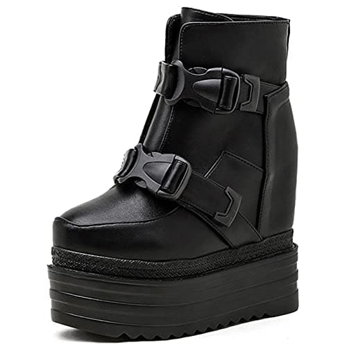 Mikarka Fashion Studded Buckles with Chain Hidden Wedge Lace Up Platform Ankle Boots for Women
| Mikarka Gothic Combat Short Ankle Booties for Women with Hidden Wedge Lace Up Fashion Studded Buckles
| Mikarka Women's Fashion Studded Buckles Hidden W