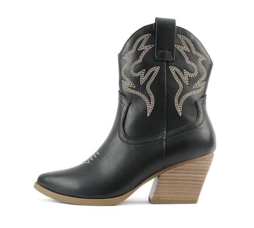 BLAZING Women's Western Bootie Pointe Toe Low Heel (Wide Fit Available)