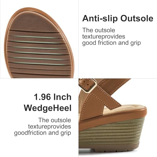 Aomigoct Black Women's Dressy Wedge Sandals - Comfortable Work & Casual Shoe