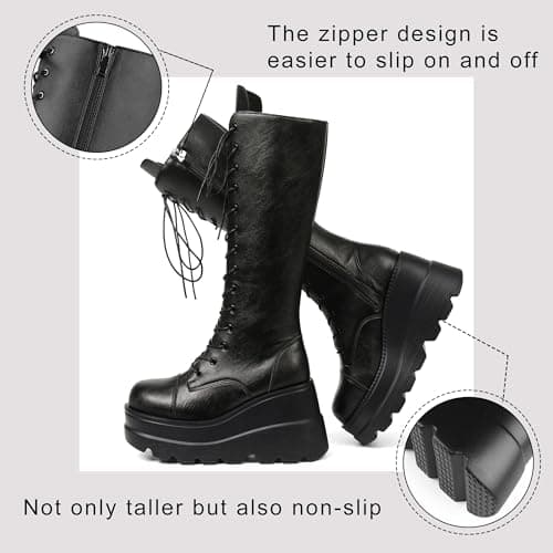 CELNEPHO Women's High Platform Mid Calf Wedges Round-Toe Side Zip Punk Combat Boots
| CELNEPHO High Heel Women's Mid Calf Wedges Round-Toe Side Zip Combat Boots for Women
| CELNEPHO Women's Chunky High Heel Mid Calf Wedges Round-Toe Side Zip Combat