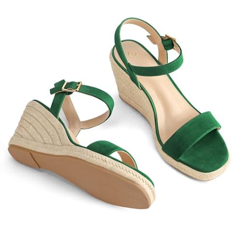 mysoft Women's Platform Espadrille Wedge Sandals Open Toe Ankle Strap Buckle