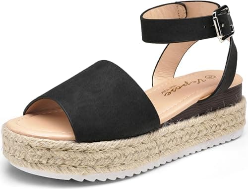 Vepose Women's 400A Platform Wedge Espadrille Sandals with Ankle Strap