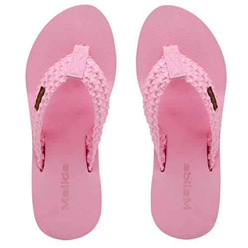 MALIDA Women's Arch Support Wedge Flip Flops with Soft Rubber Sole