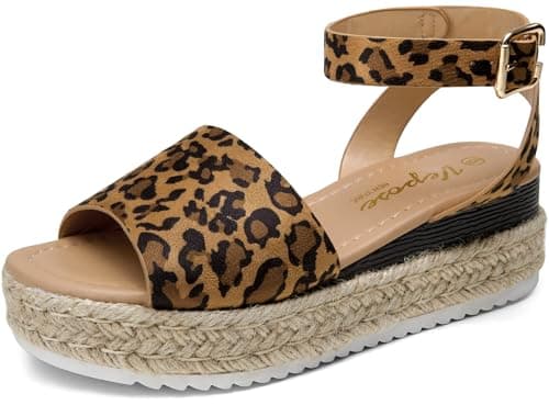Vepose Women's 400A Platform Wedge Espadrille Sandals with Ankle Strap