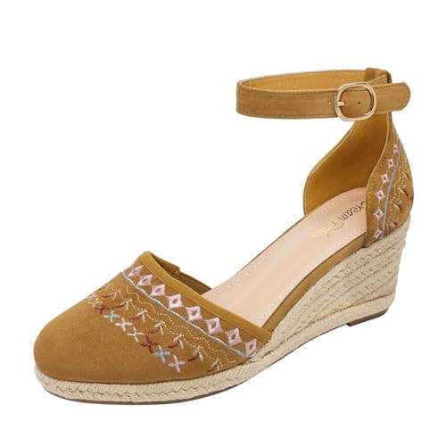 Dream Pairs Women's Ankle Strap Platform Wedge Espadrilles