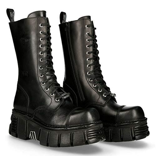 M-MILI211C-C1 Women's Metallic Black Lace-Up Leather Boots